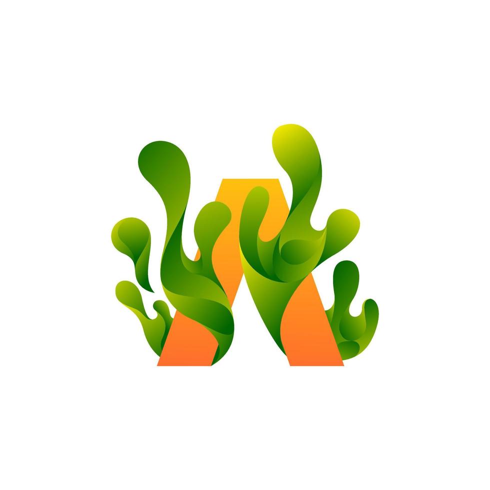 une lettre logo abstrait herbe d'algues. un premier logo vecteur
