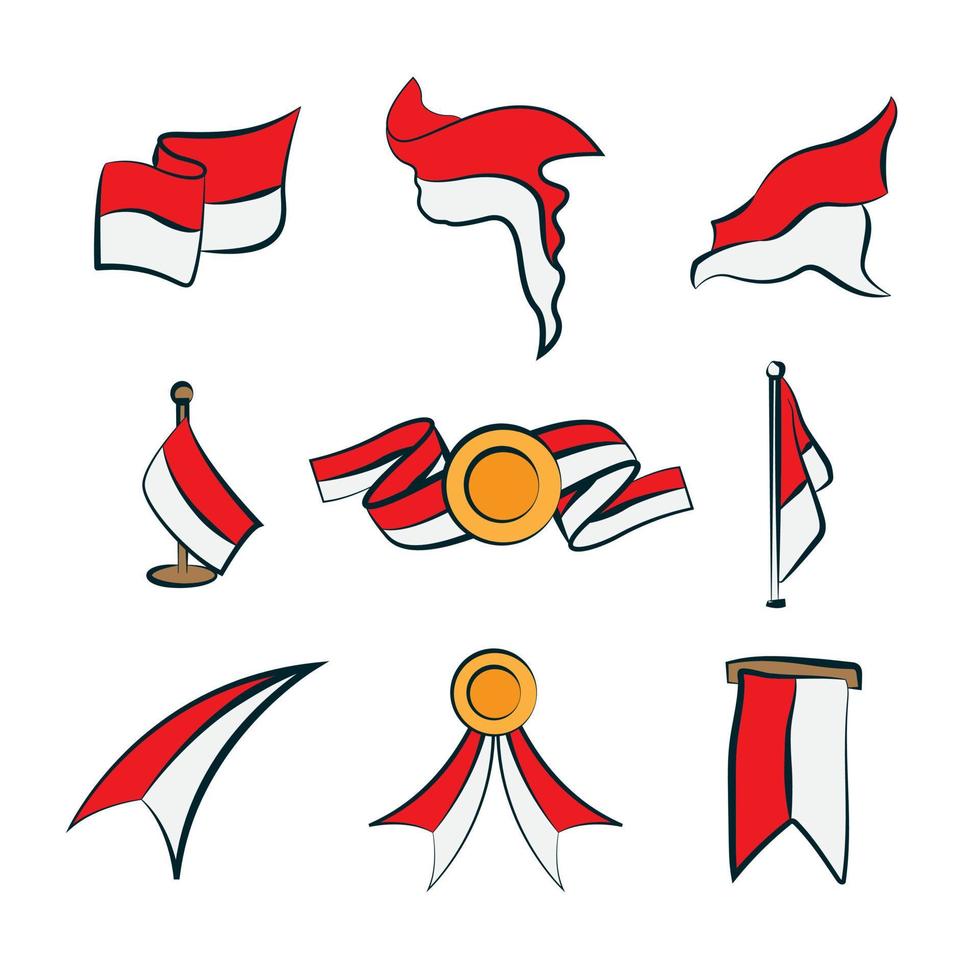 drapeau indonésien dans divers designs créatifs. illustration vectorielle sur fond blanc vecteur