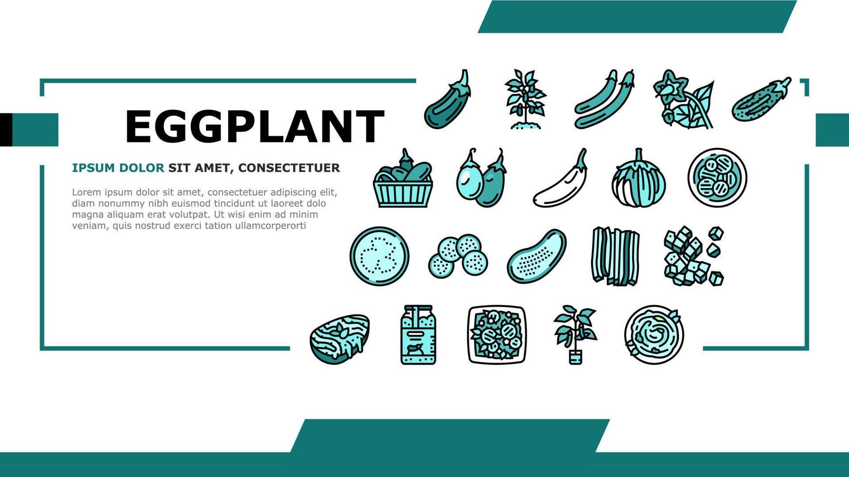 vecteur d'en-tête d'atterrissage de légumes bio vitamine aubergine