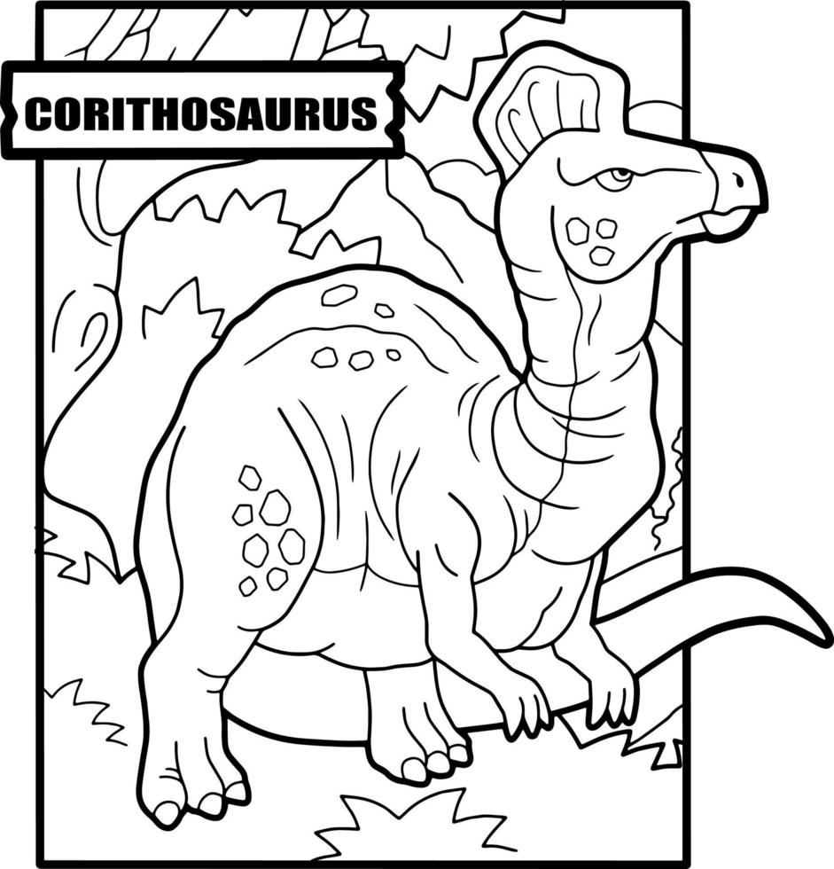 dinosaure préhistorique, livre de coloriage, illustration de contour vecteur