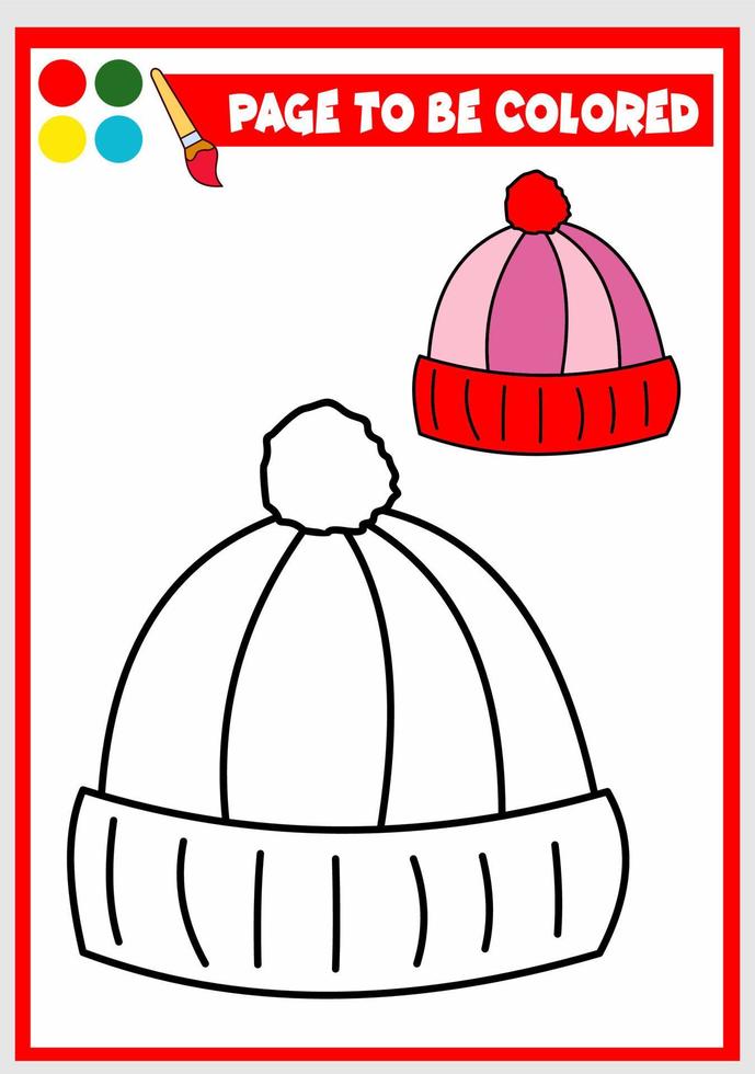 livre de coloriage pour les enfants. chapeau d'hiver vecteur