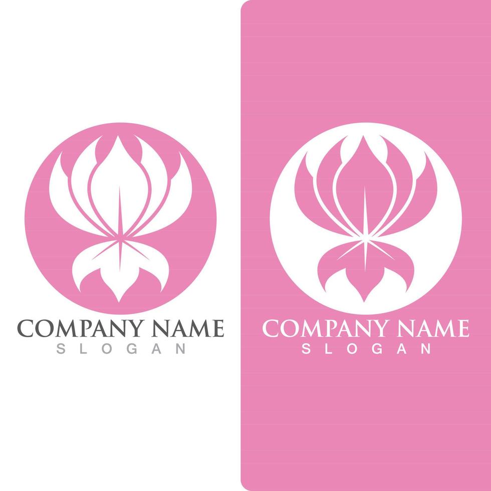 icône de modèle de logo de conception de fleurs de lotus vecteur