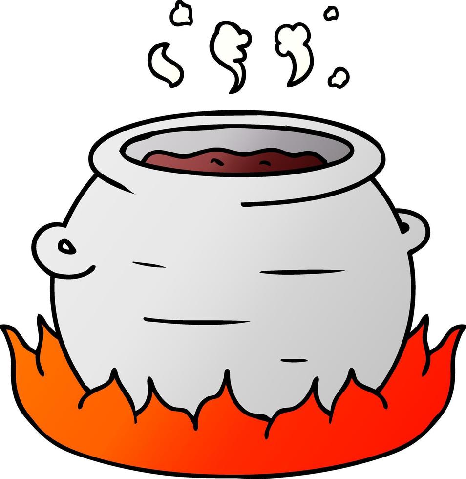 doodle cartoon dégradé d'un pot de ragoût vecteur