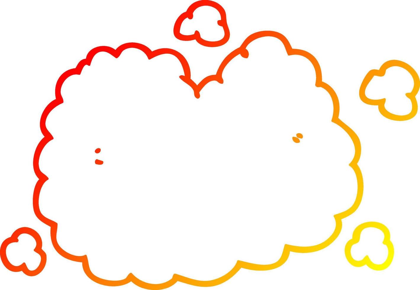 ligne de gradient chaud dessinant un nuage de fumée de dessin animé vecteur