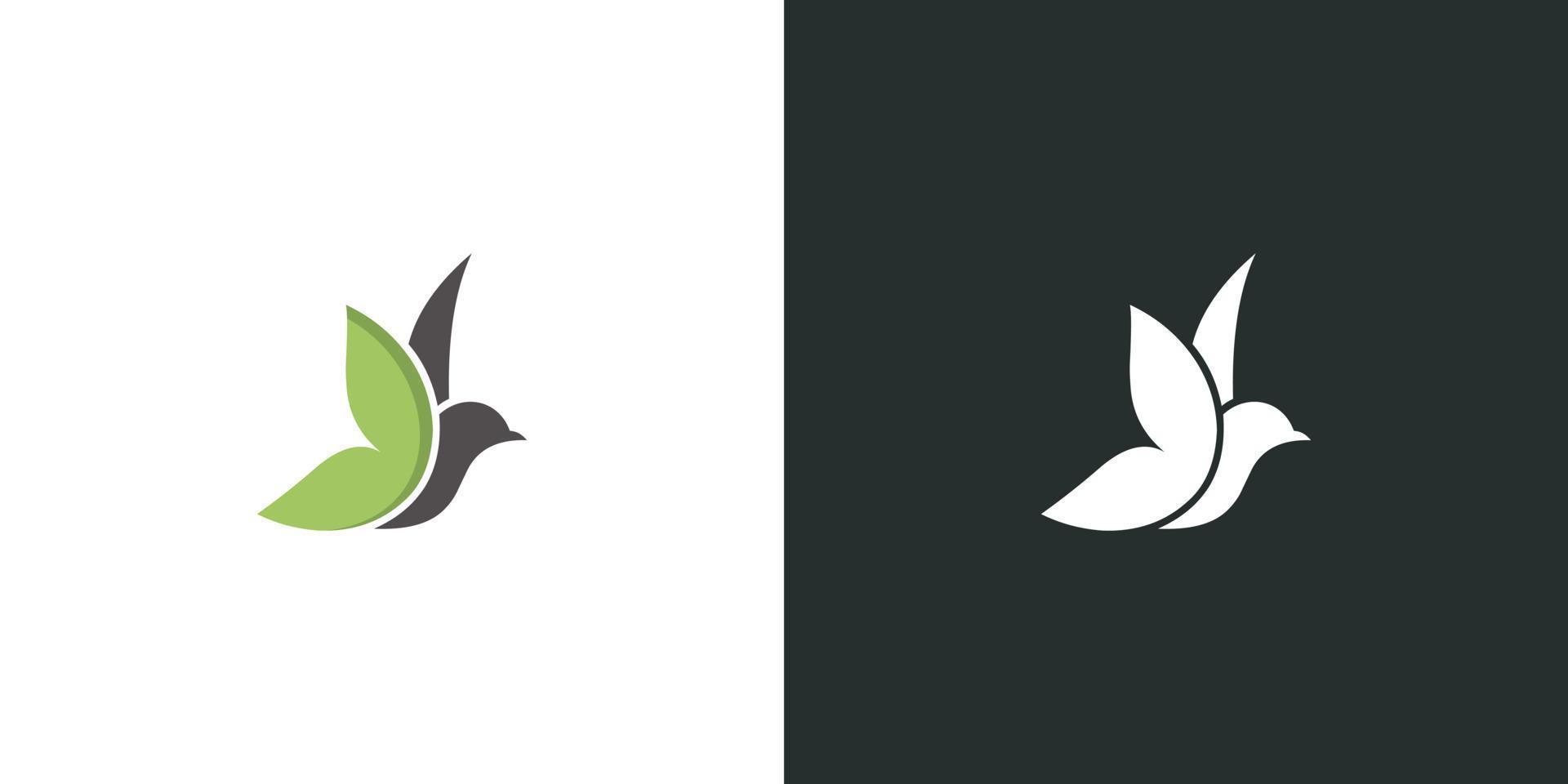 vecteur de logo d'oiseau de feuille, logo d'oiseau animal, vecteur de logo de colombe