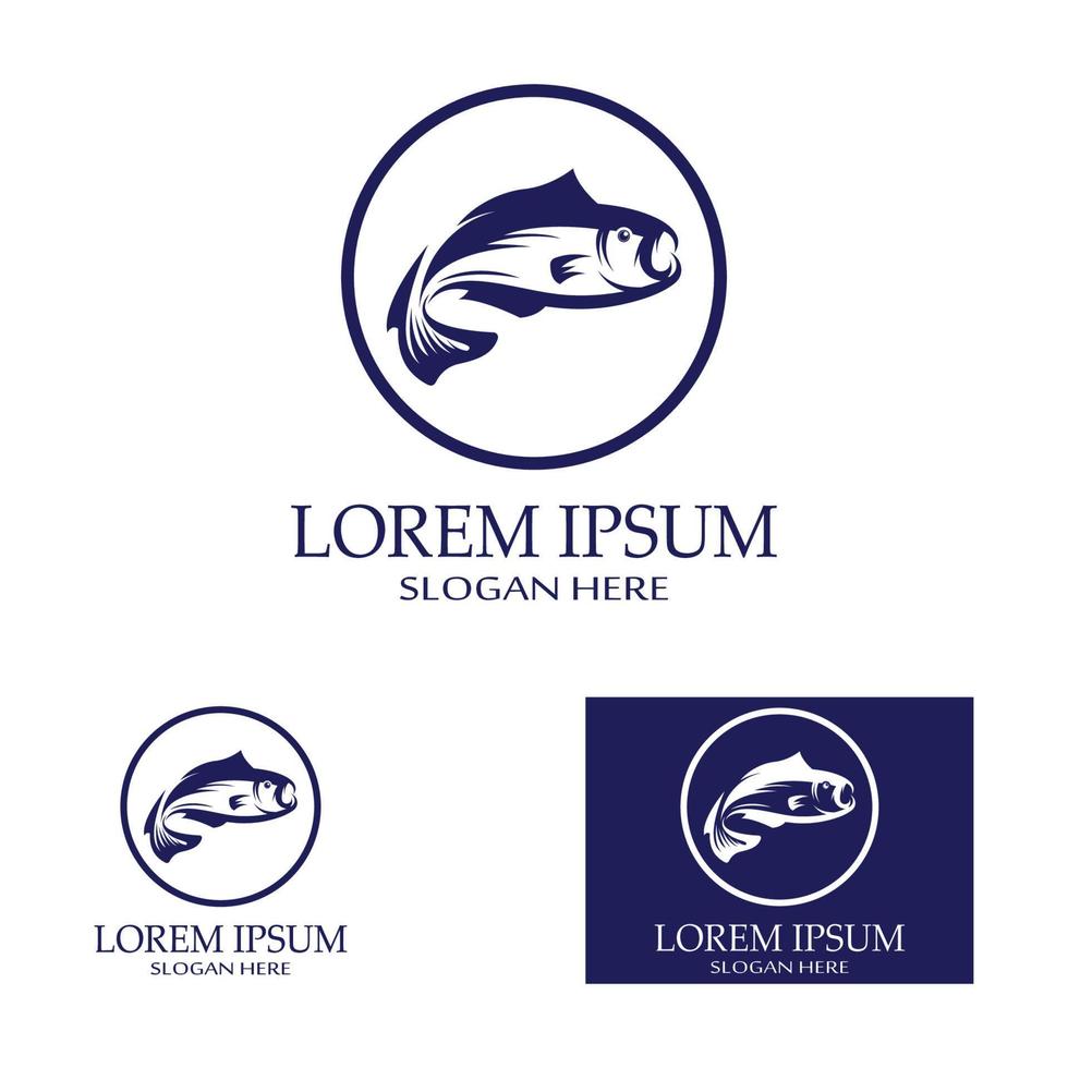 modèle de logo de conception d'icône abstraite de poisson, symbole vectoriel créatif du club de pêche ou de la boutique en ligne.