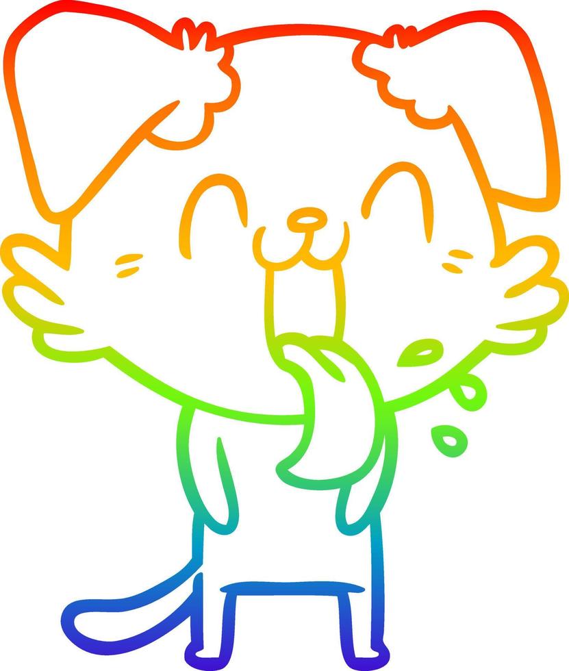 arc en ciel gradient ligne dessin dessin animé chien haletant vecteur