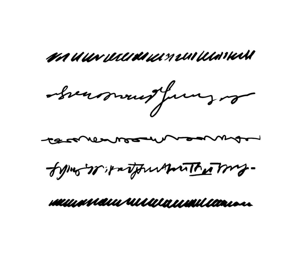 texte abstrait souligné. un ensemble de lignes dessinées à la main comme du texte. illustration vectorielle stock d'éléments graphiques pour créer divers dessins sur fond blanc. vecteur