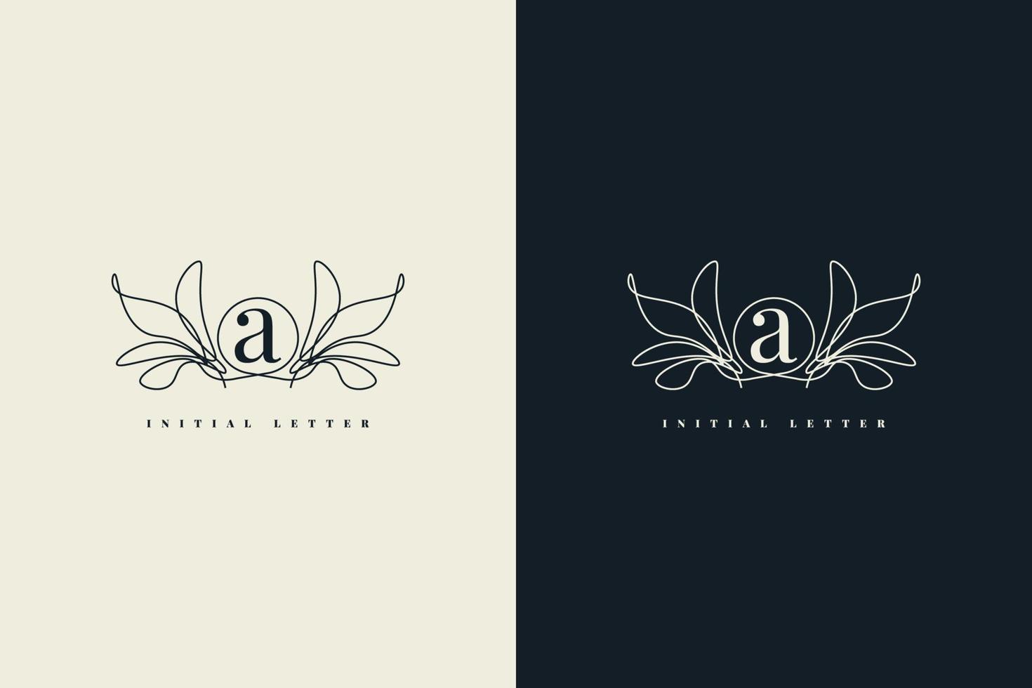 lettre a logo avec cadre vintage floral vecteur