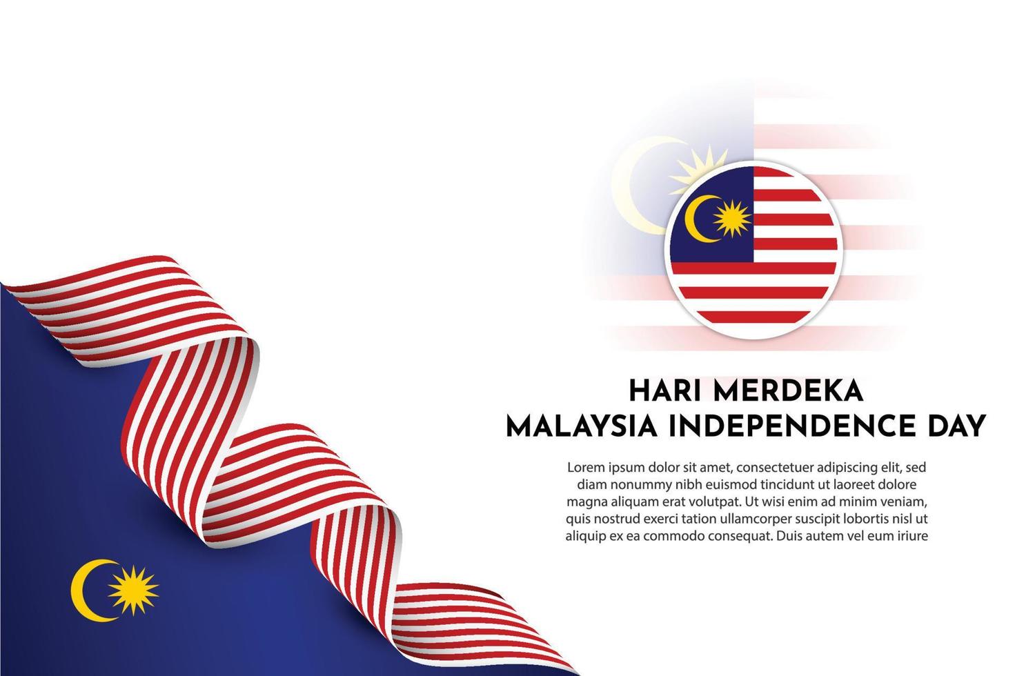 conception de modèle d'illustration de fond de fête de l'indépendance de la malaisie vecteur