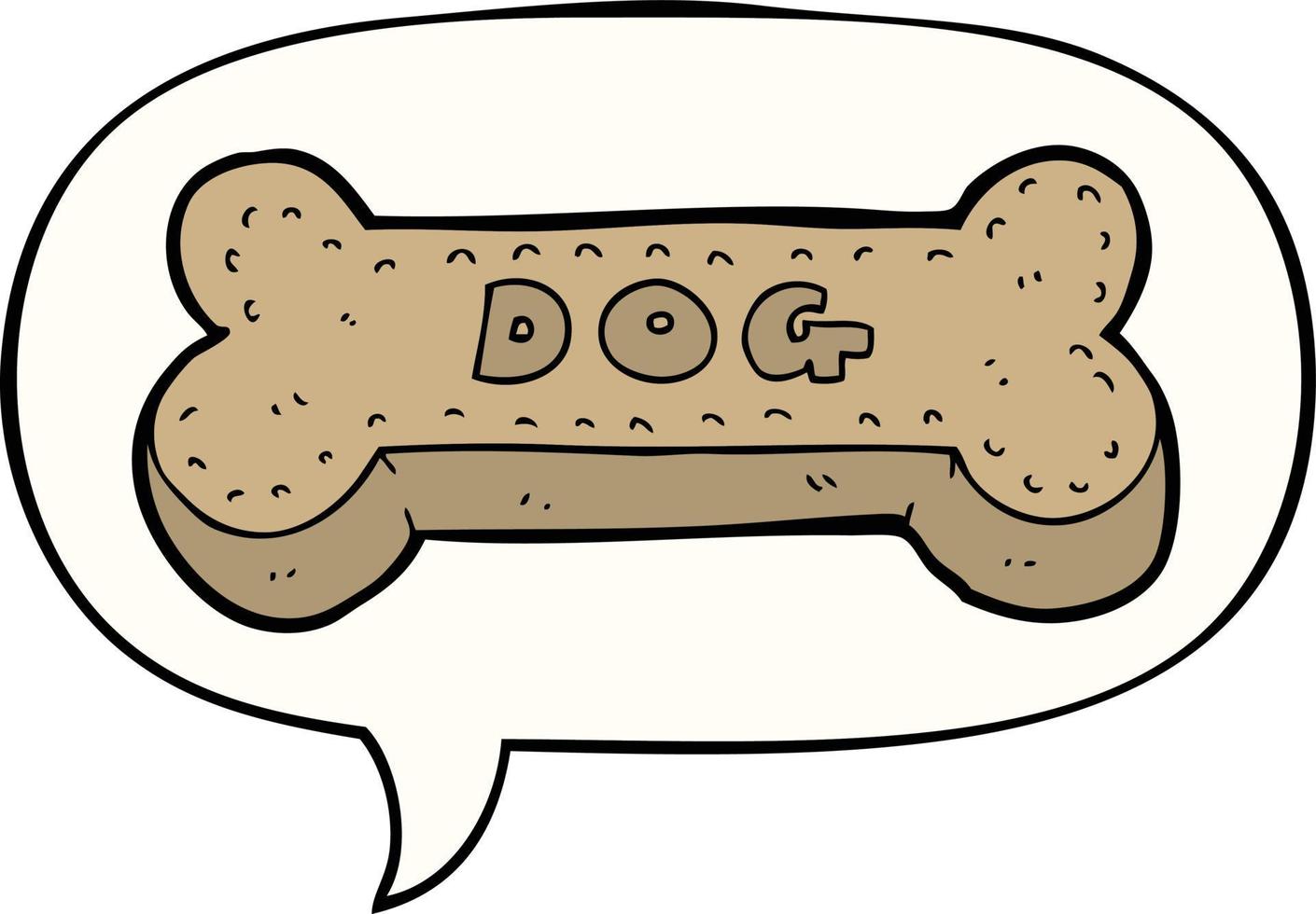 biscuit de chien de dessin animé et bulle de dialogue vecteur