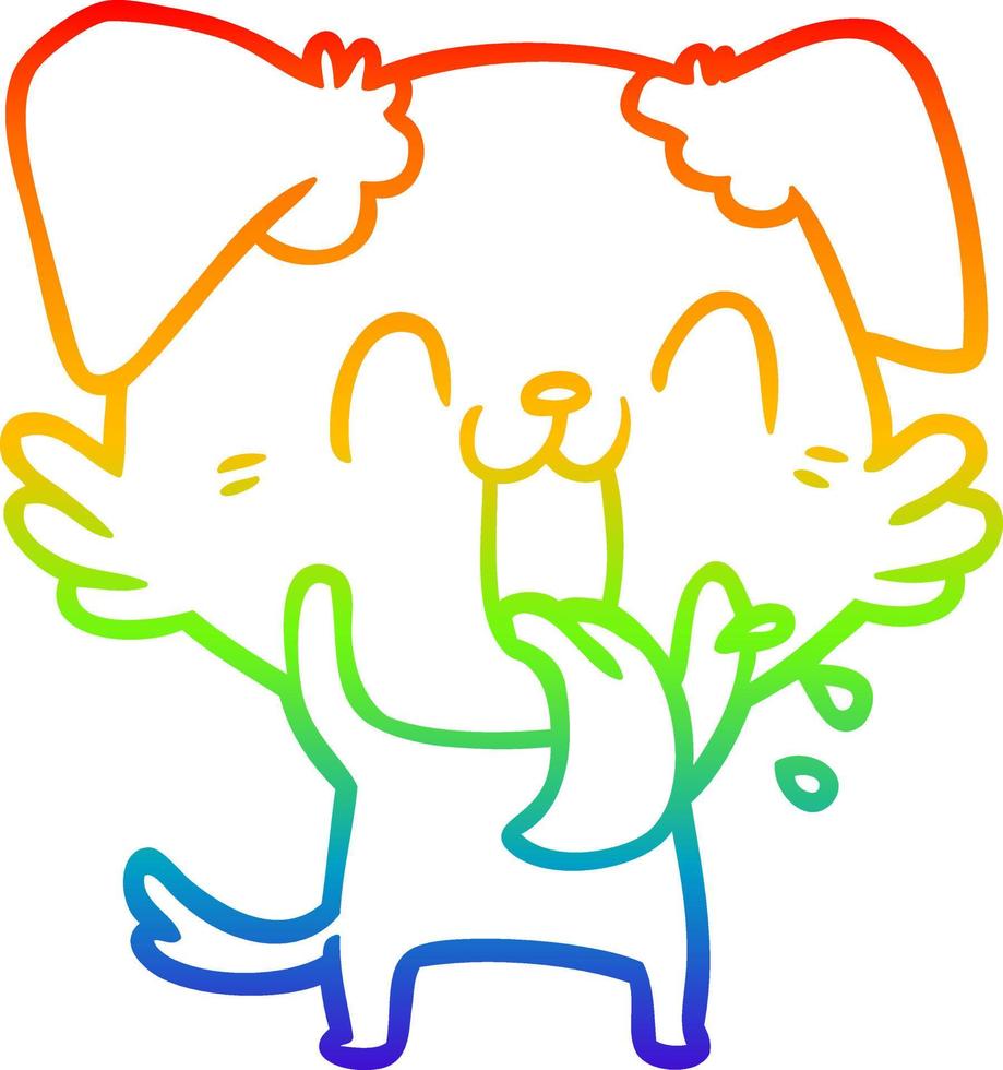 arc en ciel gradient ligne dessin dessin animé chien haletant vecteur