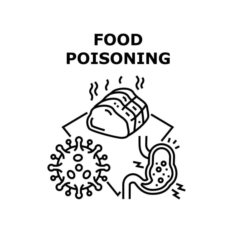 illustration noire de concept de vecteur d'intoxication alimentaire