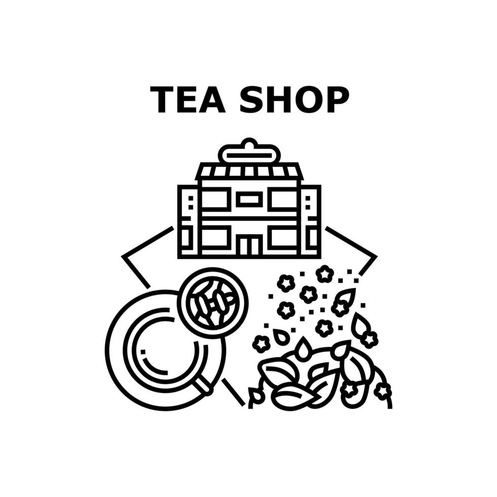 magasin de thé vente concept de vecteur illustration noire