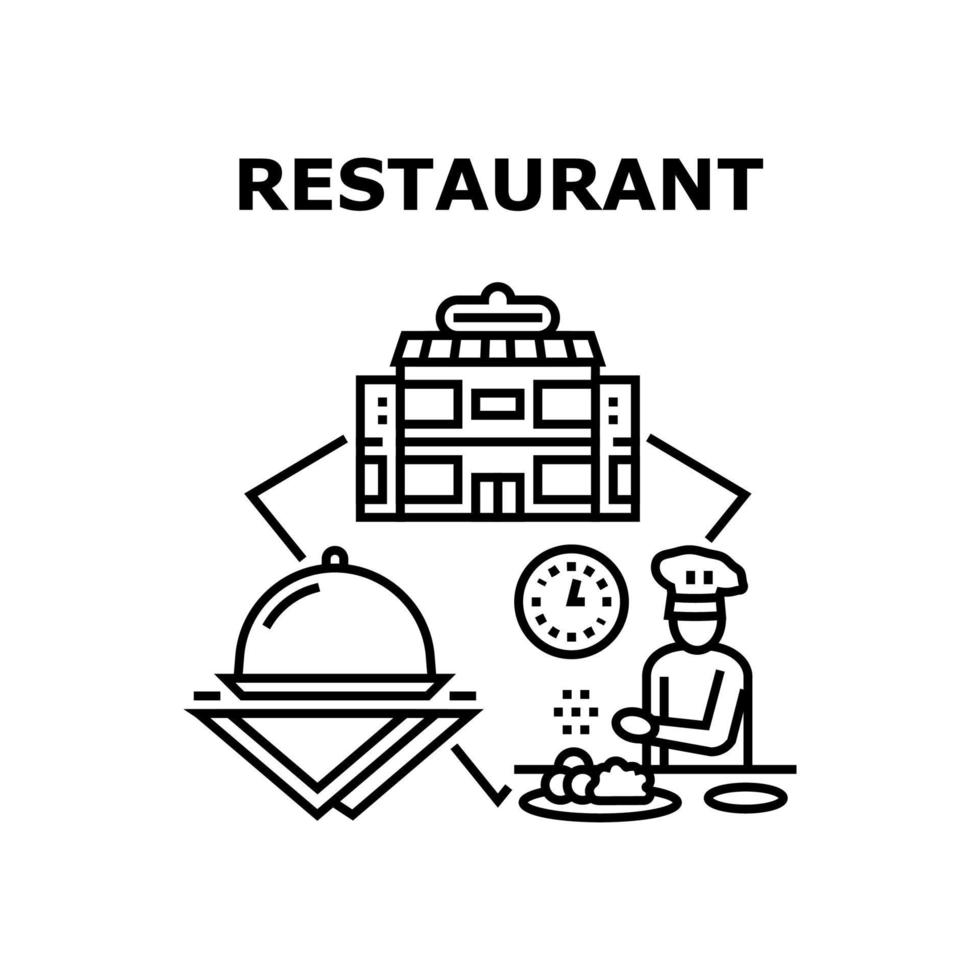 illustration noire de concept de vecteur de nourriture de restaurant