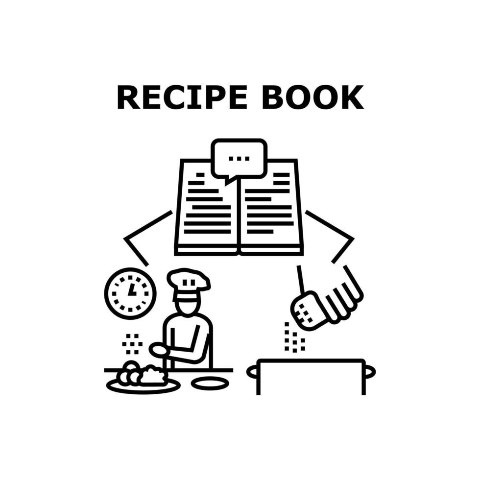 livre de recettes vecteur concept illustration noire