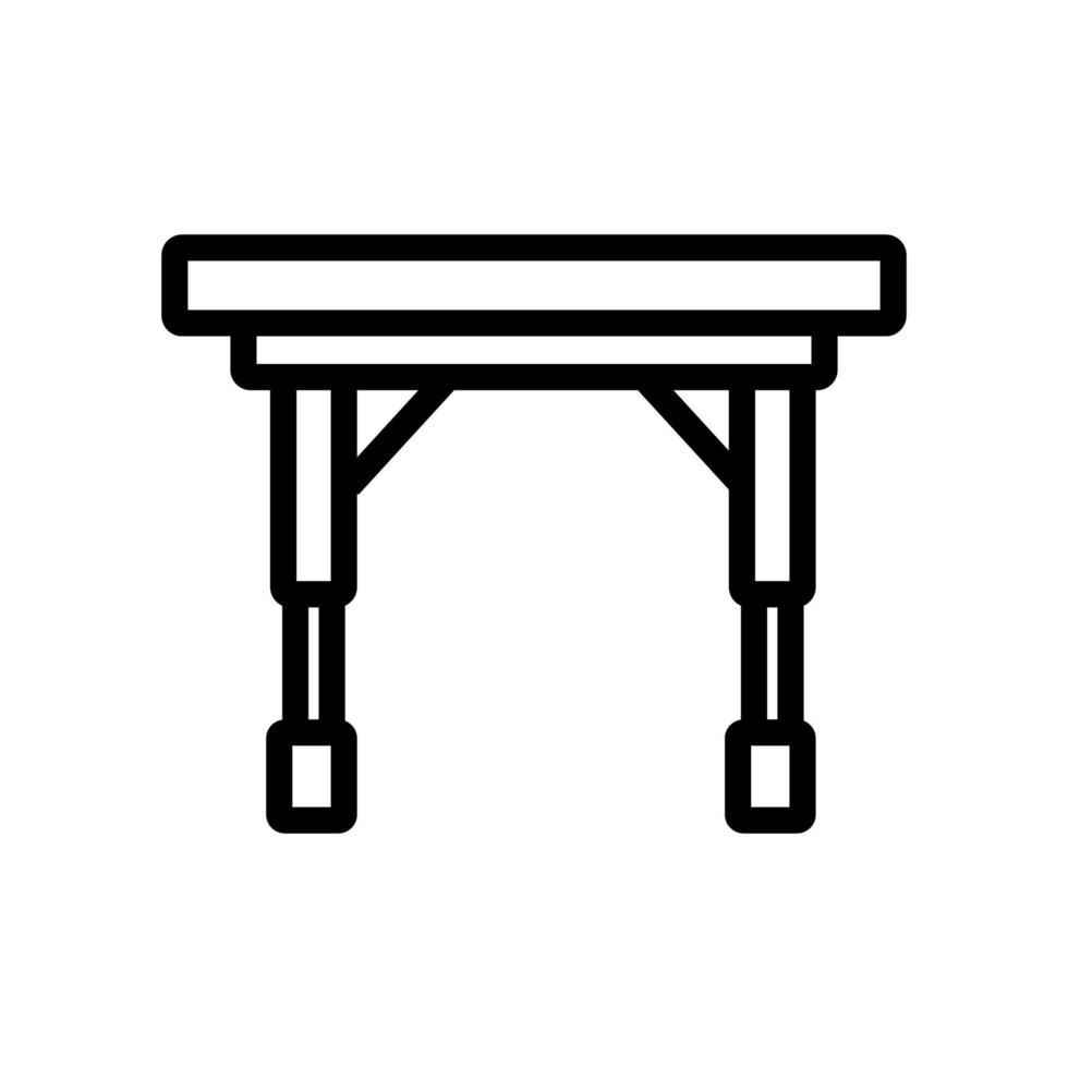 portable sur roulettes table pliante icône vecteur contour illustration
