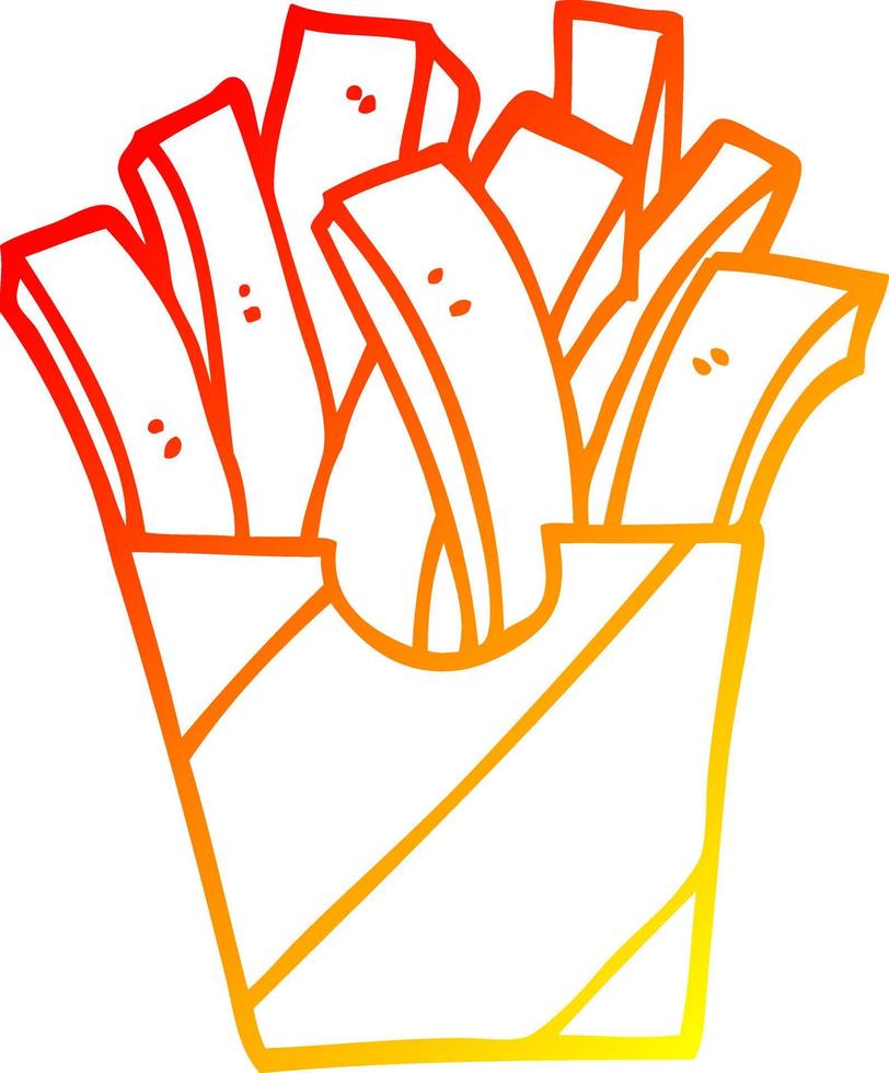 ligne de gradient chaud dessinant des frites de dessin animé vecteur