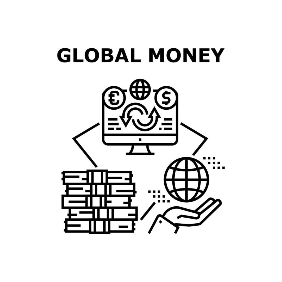concept de vecteur d'argent mondial illustration noire