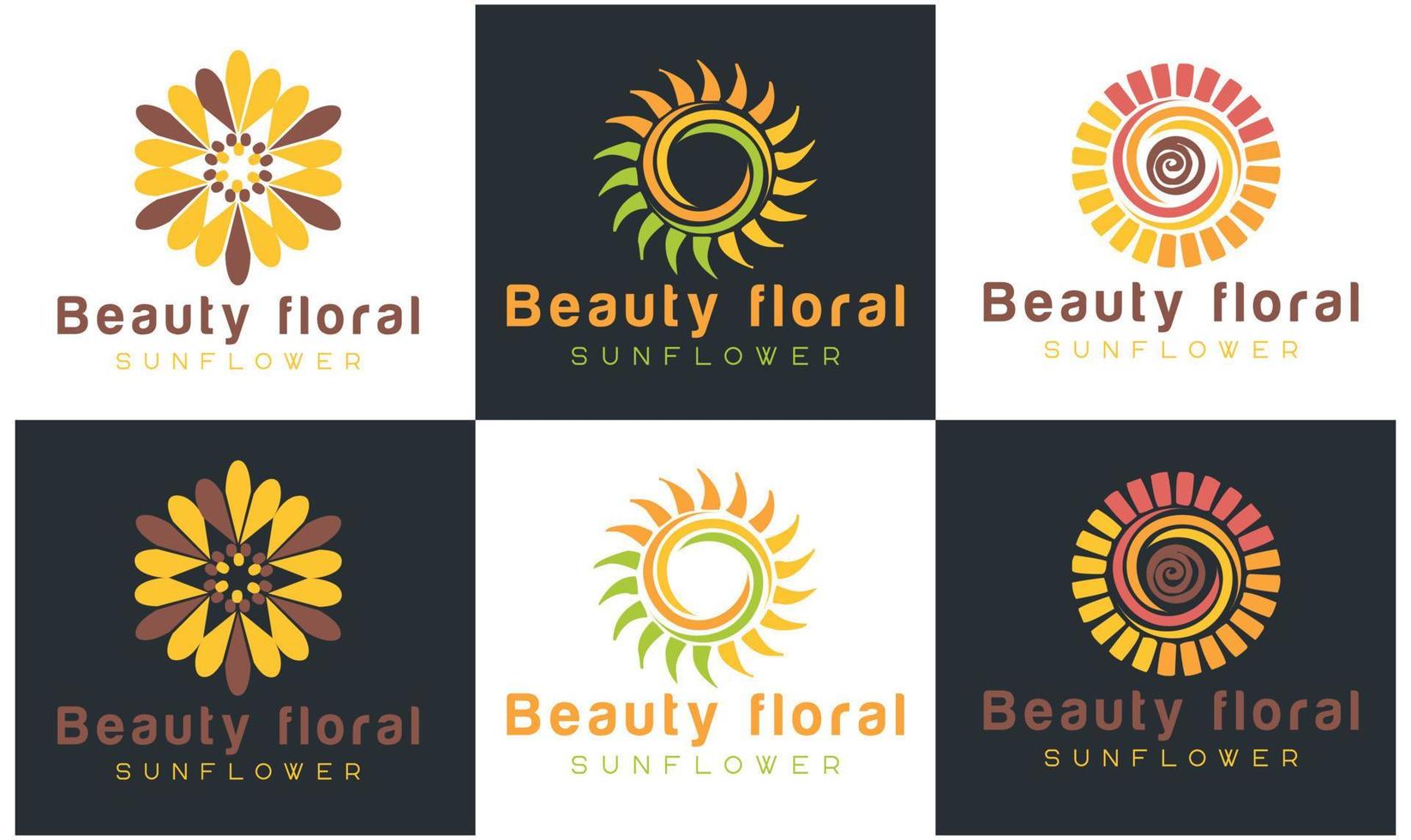 logo de tournesol, modèle vectoriel de conception de logo d'entreprise de rayons de soleil
