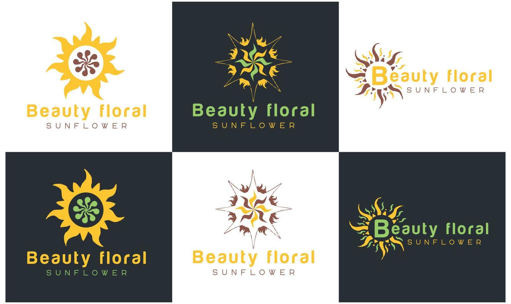 logo de tournesol, modèle vectoriel de conception de logo d'entreprise de rayons de soleil