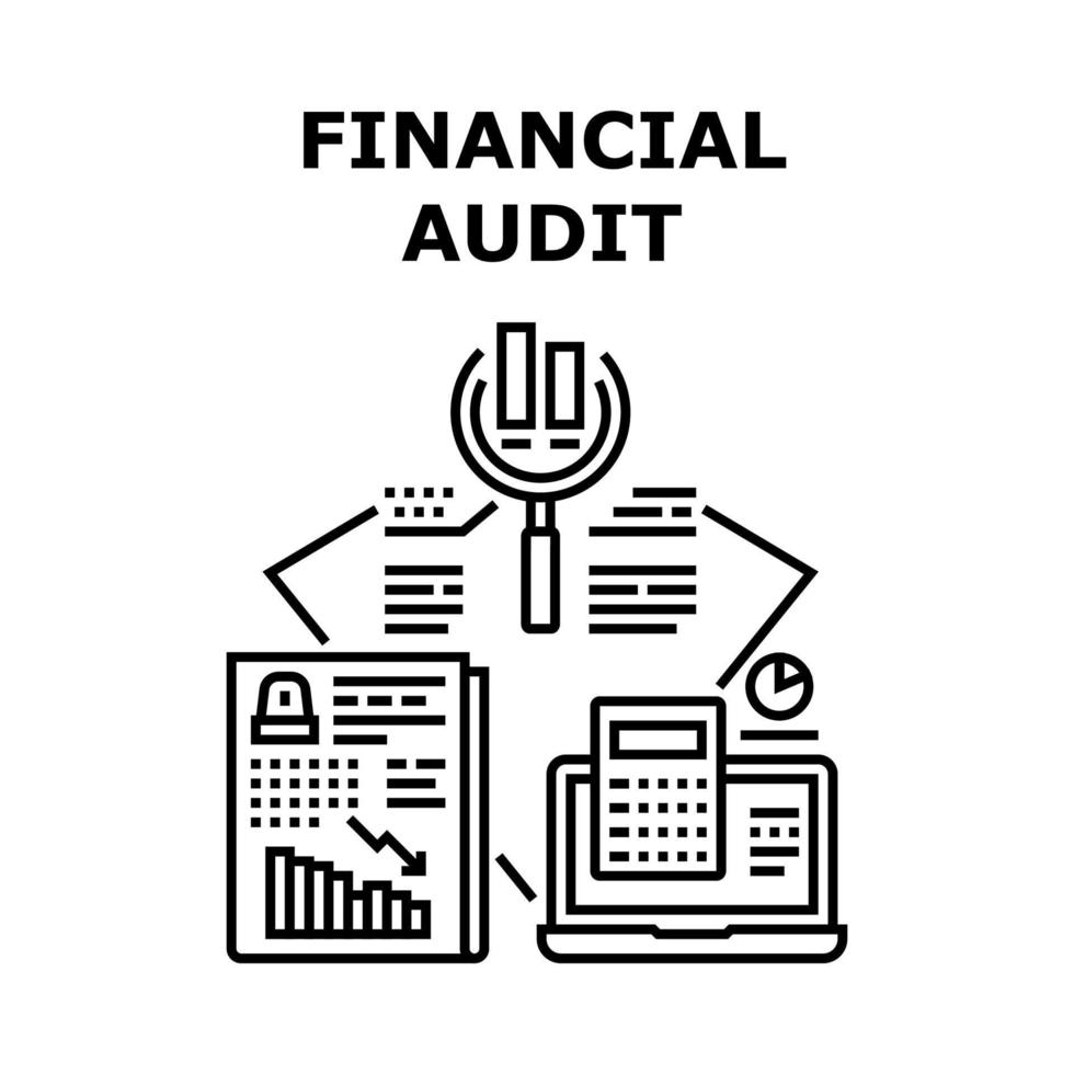 illustration noire de concept de vecteur d'audit financier