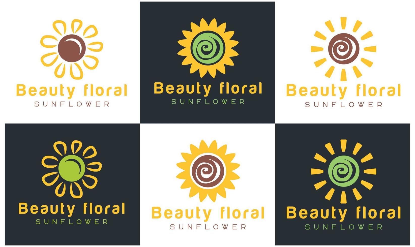 logo de tournesol, modèle vectoriel de conception de logo d'entreprise de rayons de soleil