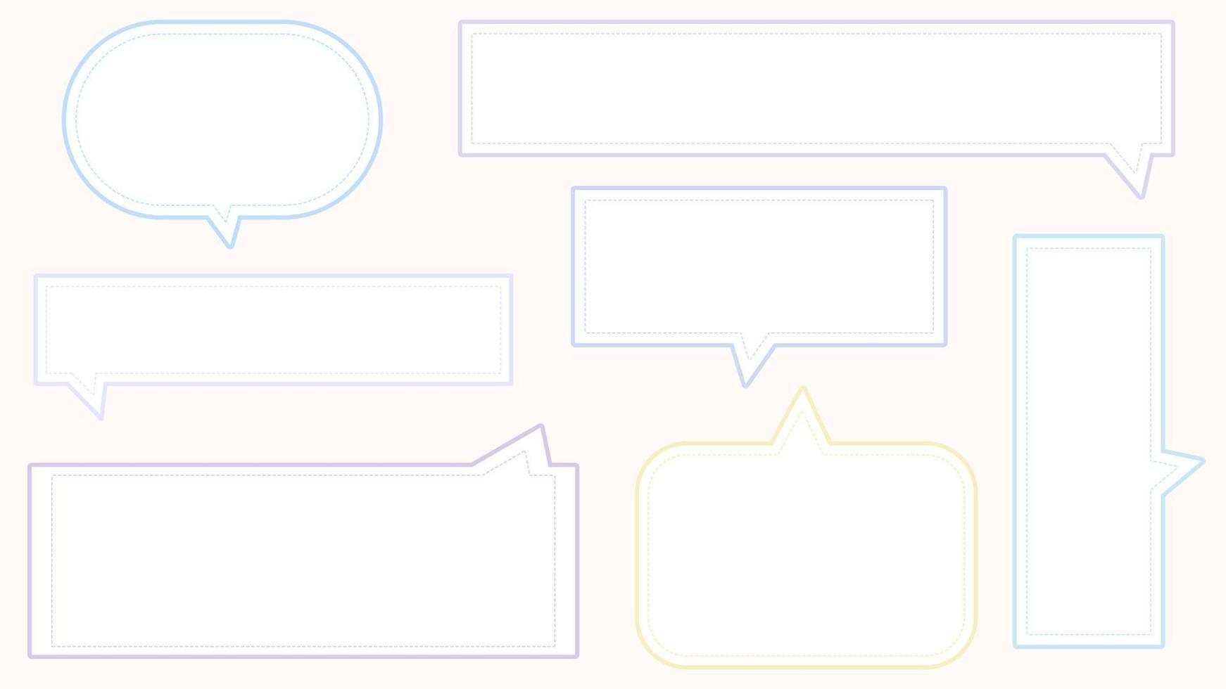 ensemble de collection de jolies bulles colorées, boîte de conversation, discussion de cadre, boîte de chat et illustration de boîte de message sur fond blanc parfait pour votre conception vecteur