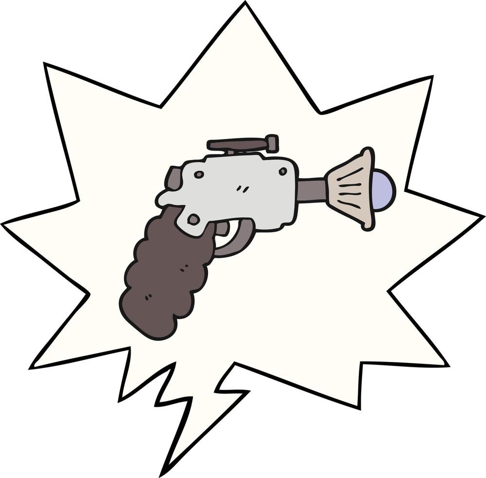 pistolet à rayons de dessin animé et bulle de dialogue vecteur