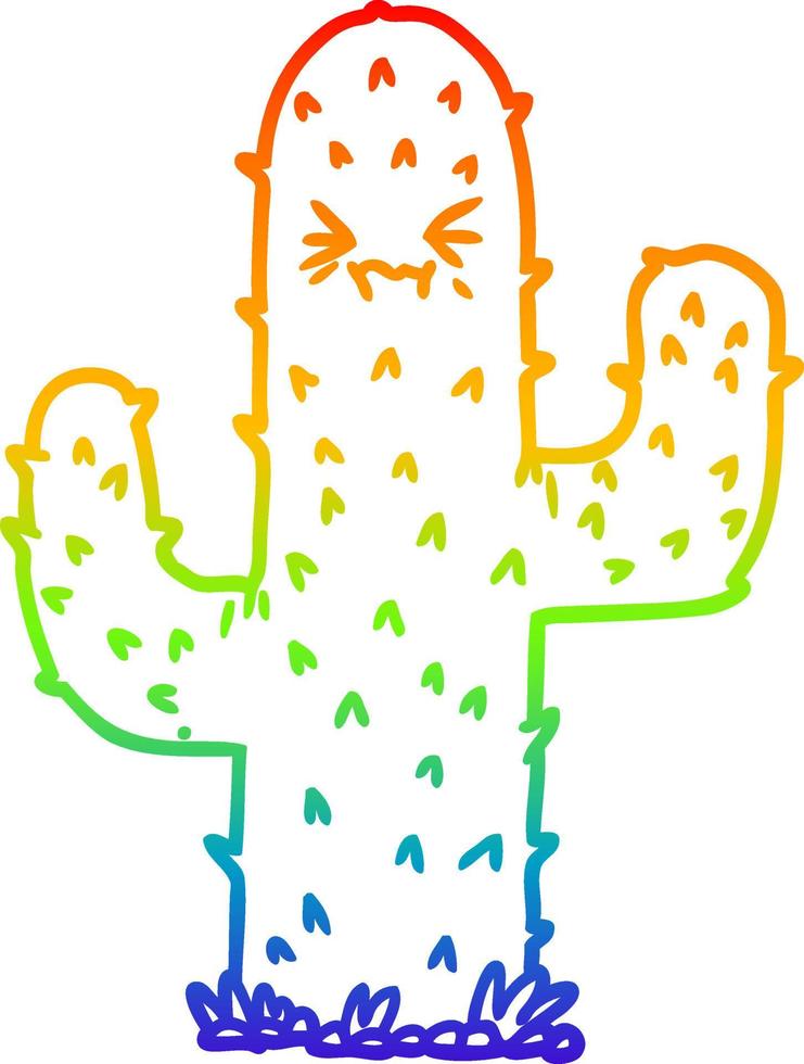 arc-en-ciel, gradient, ligne, dessin, dessin animé, cactus vecteur