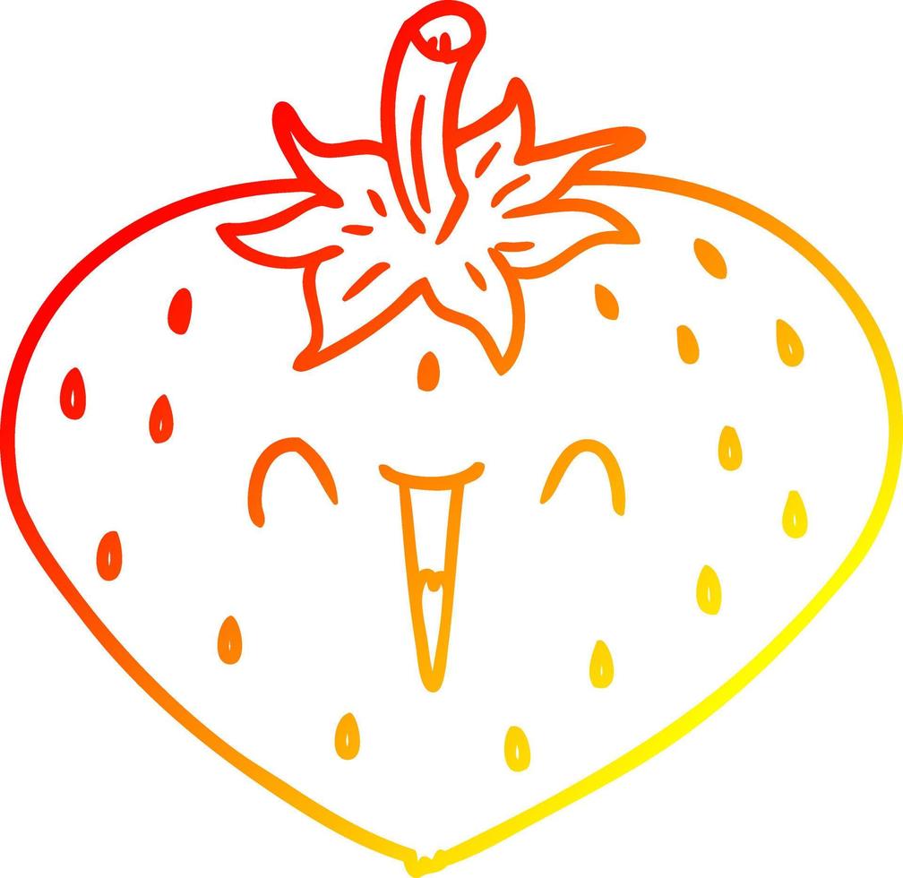 ligne de gradient chaud dessinant une fraise de dessin animé heureux vecteur