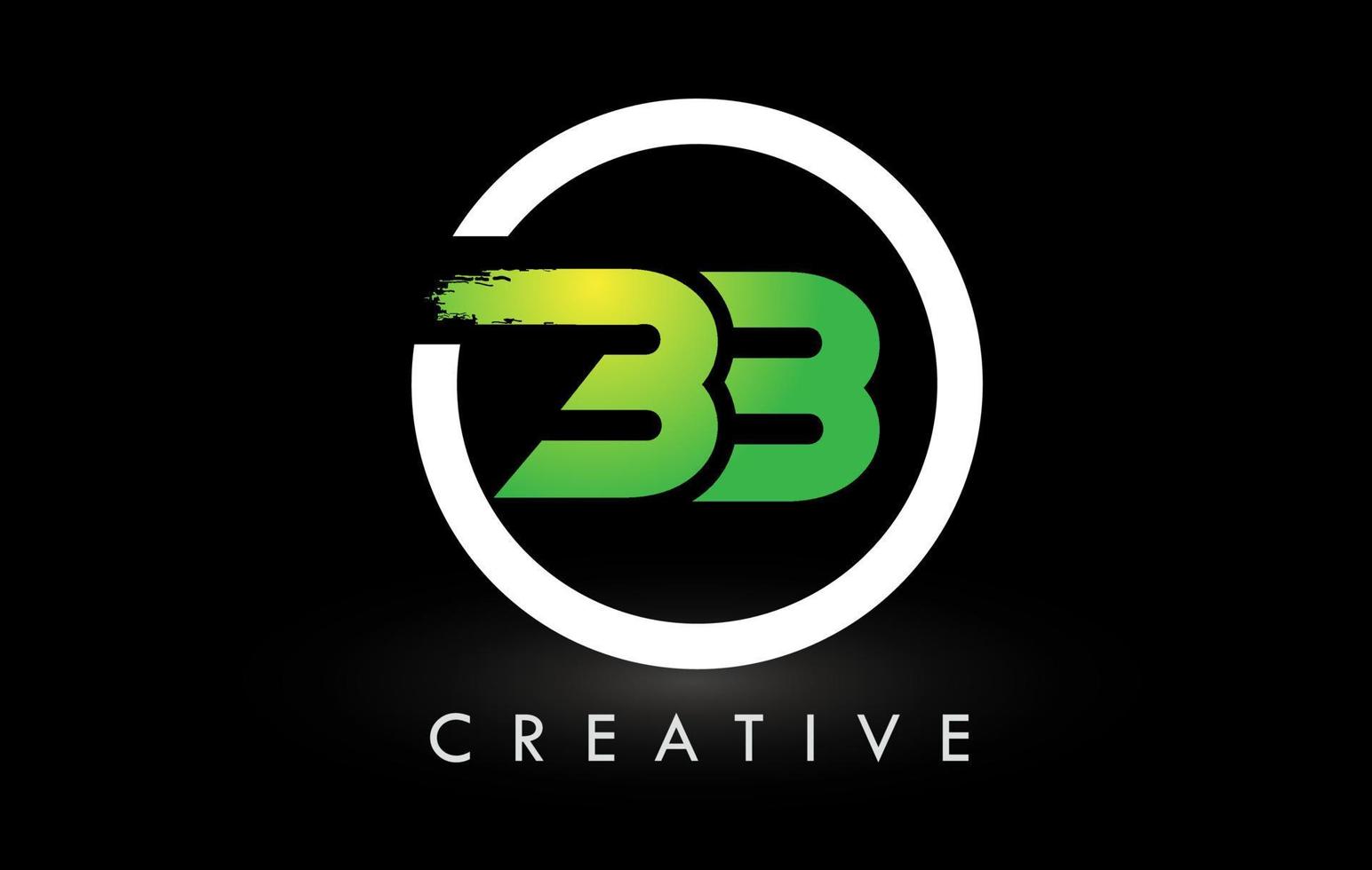 création de logo de lettre de pinceau blanc vert bb. logo d'icône de lettres brossées créatives. vecteur
