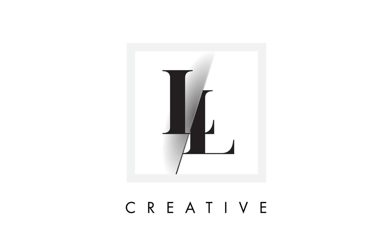 ll création de logo de lettre serif avec une coupe croisée créative. vecteur