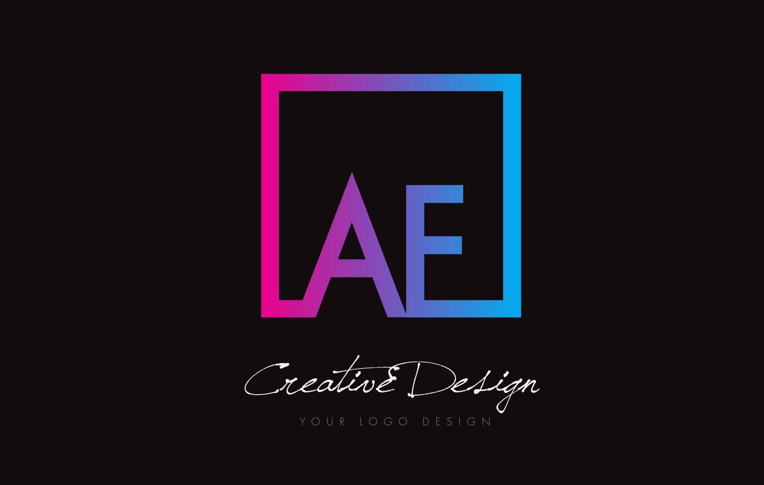 création de logo de lettre de cadre carré af avec des couleurs bleu violet. vecteur