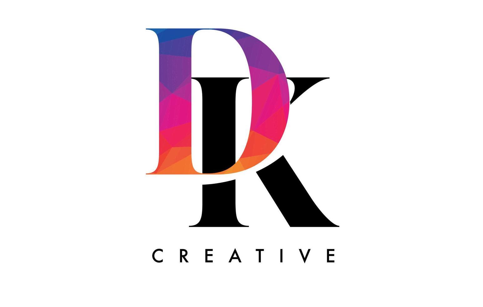 conception de lettre dk avec coupe créative et texture arc-en-ciel colorée vecteur