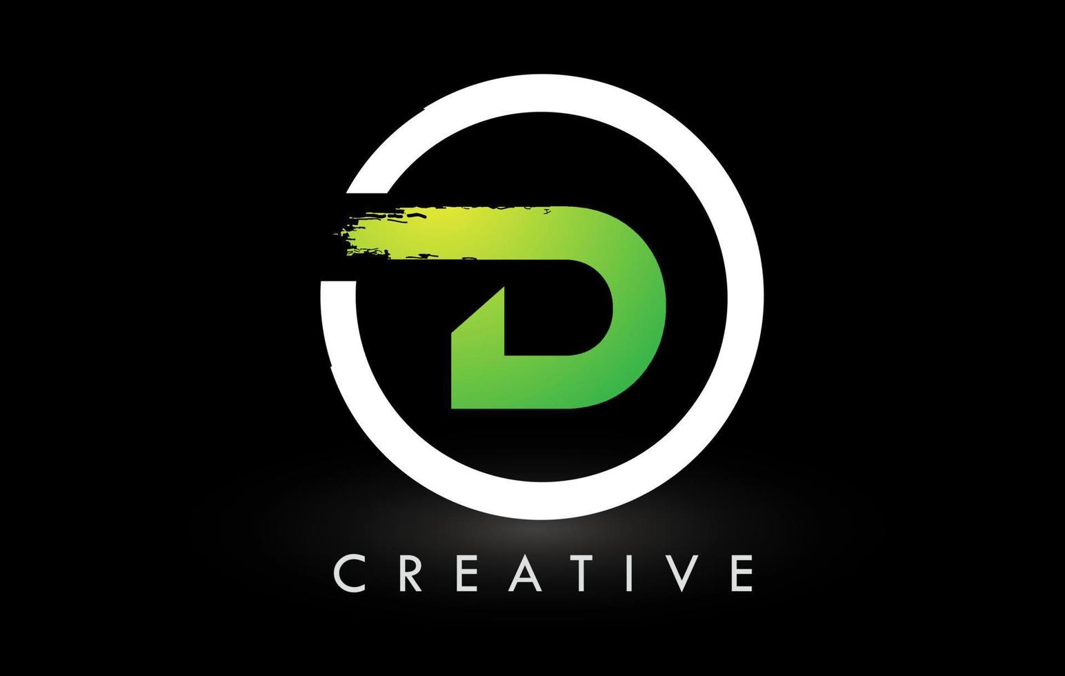 d création de logo de lettre de pinceau blanc vert. logo d'icône de lettres brossées créatives. vecteur