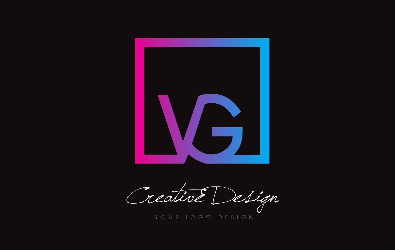 création de logo de lettre de cadre carré vg avec des couleurs bleu violet. vecteur