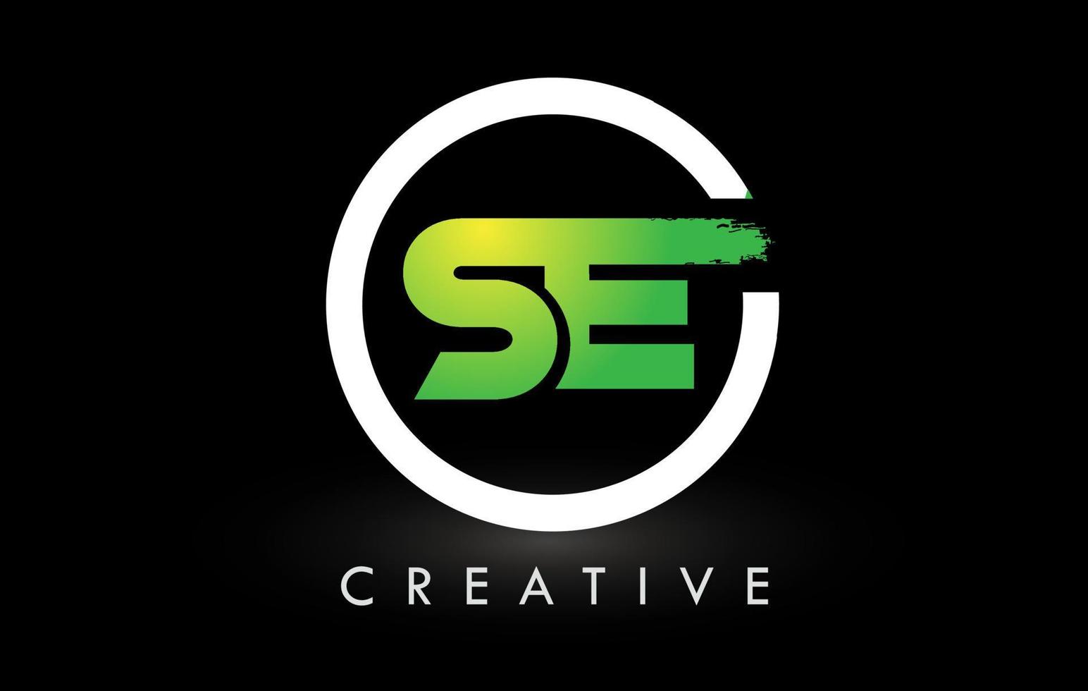 création de logo de lettre de pinceau blanc vert se. logo d'icône de lettres brossées créatives. vecteur
