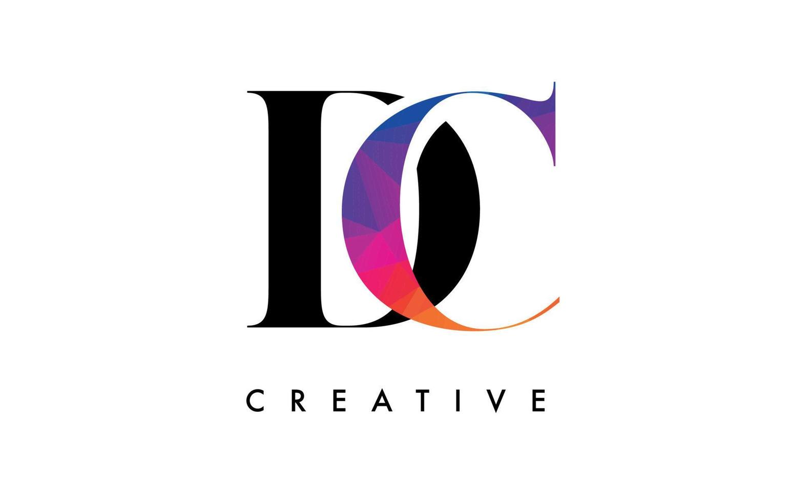 conception de lettre cd avec coupe créative et texture arc-en-ciel colorée vecteur