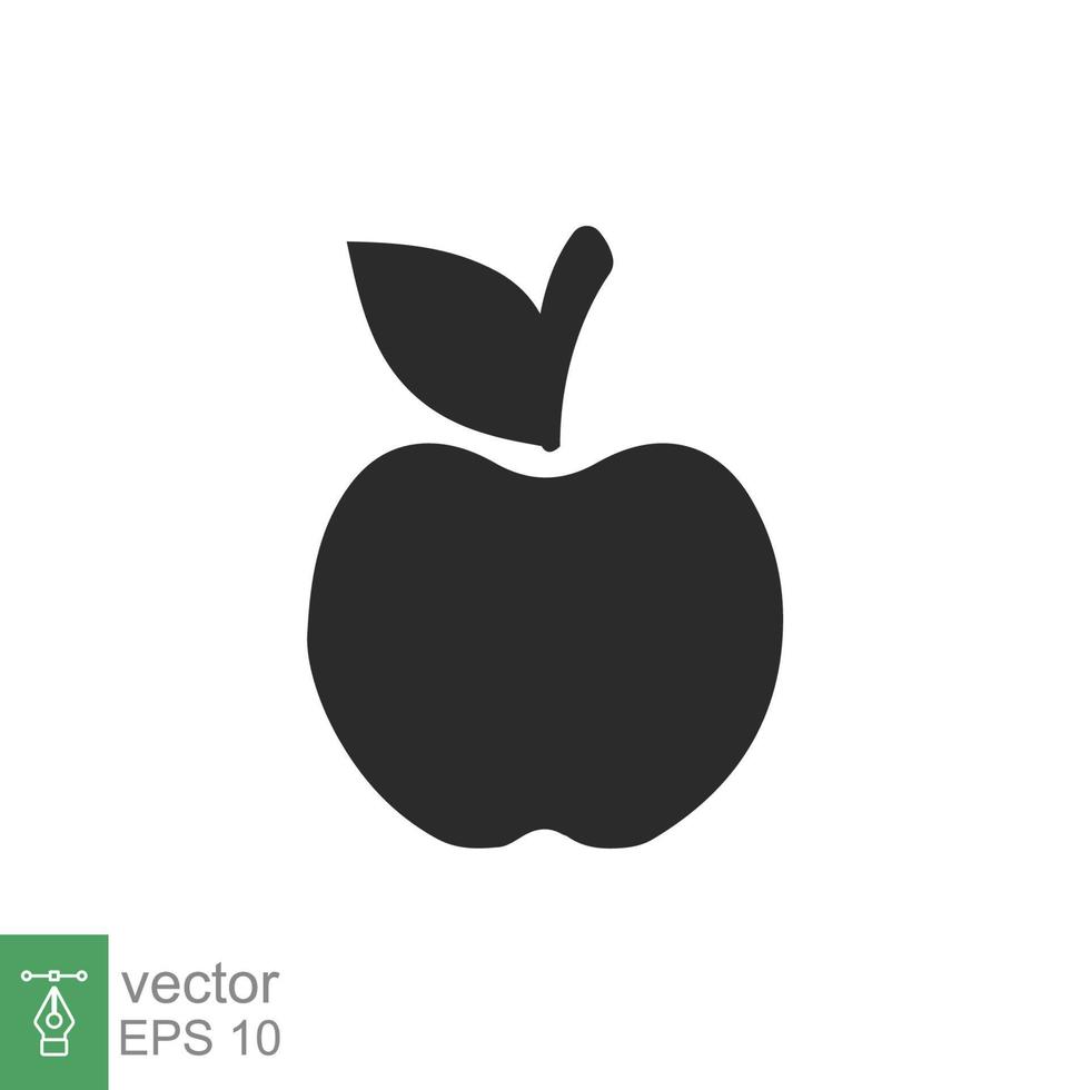 icône de pomme. style solide simple. fruit avec le symbole de la feuille. illustration vectorielle de glyphe isolée sur fond blanc. ep 10. vecteur