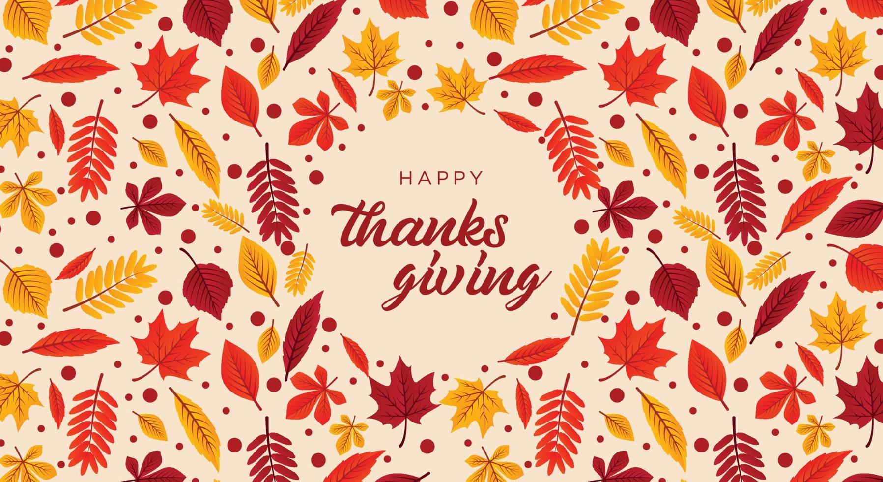 mise en page de typographie festive de joyeux thanksgiving. cadre avec feuilles d'automne, lettrage de calligraphie, place pour le texte. vecteur