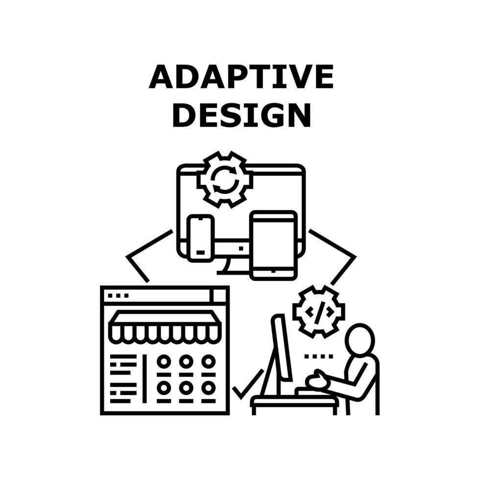 illustration noire de concept de vecteur de conception adaptative