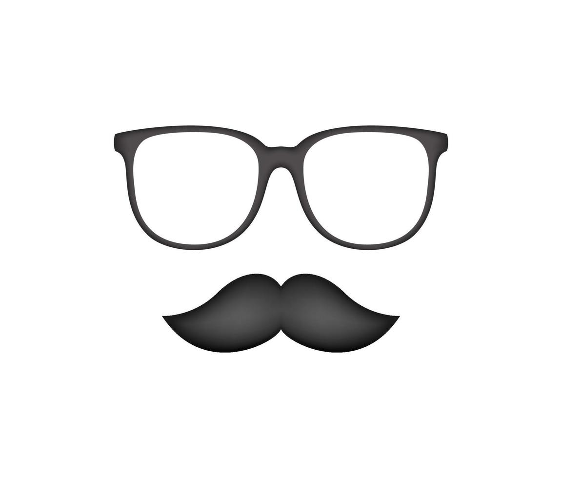 moustache et lunettes isolé sur fond blanc vecteur