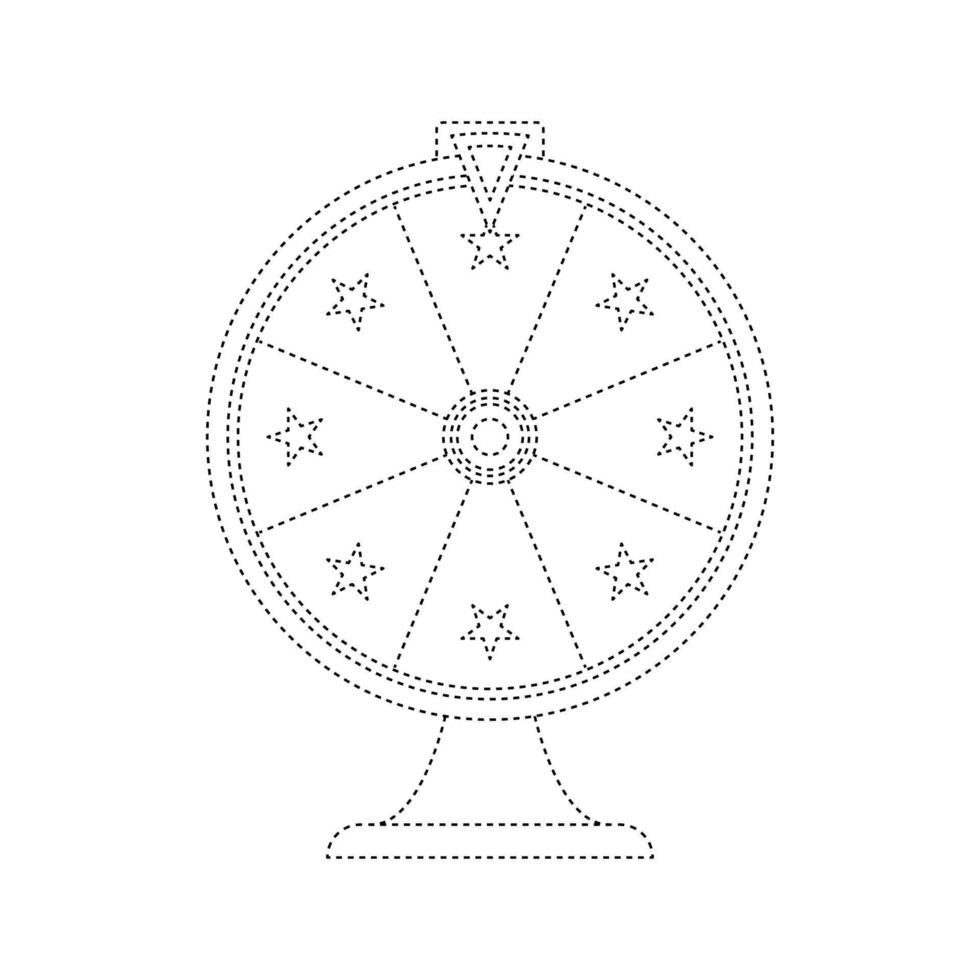 feuille de travail de traçage de la roue de la fortune pour les enfants vecteur