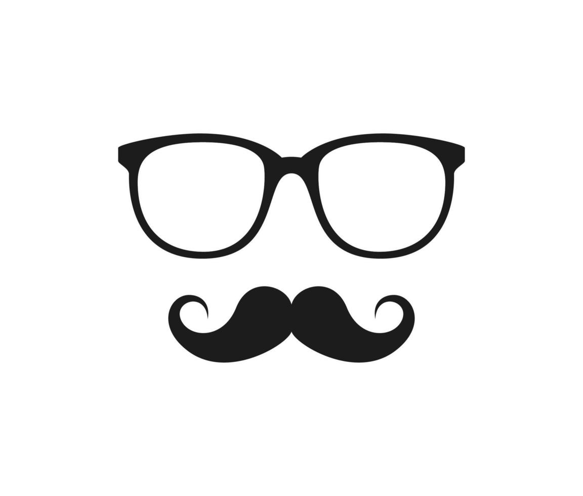 moustache et lunettes isolé sur fond blanc vecteur