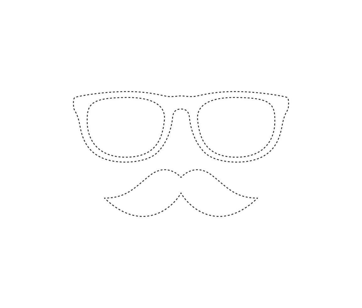 feuille de traçage de la moustache et des lunettes pour les enfants vecteur