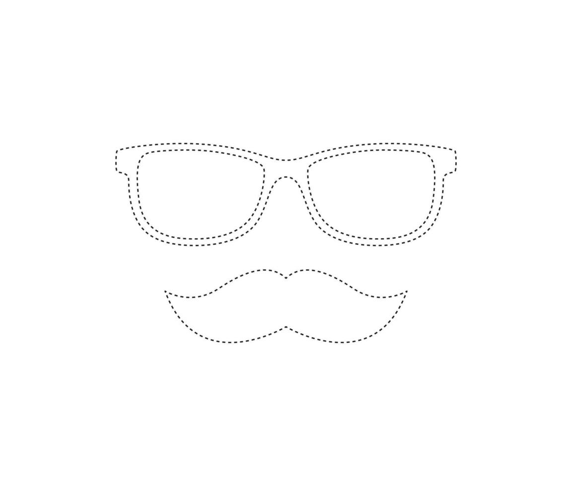 feuille de traçage de la moustache et des lunettes pour les enfants vecteur