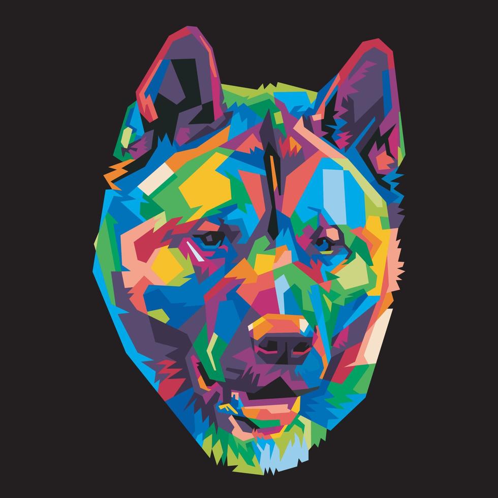 tête de chien colorée avec un arrière-plan cool de style pop art isolé. vecteur