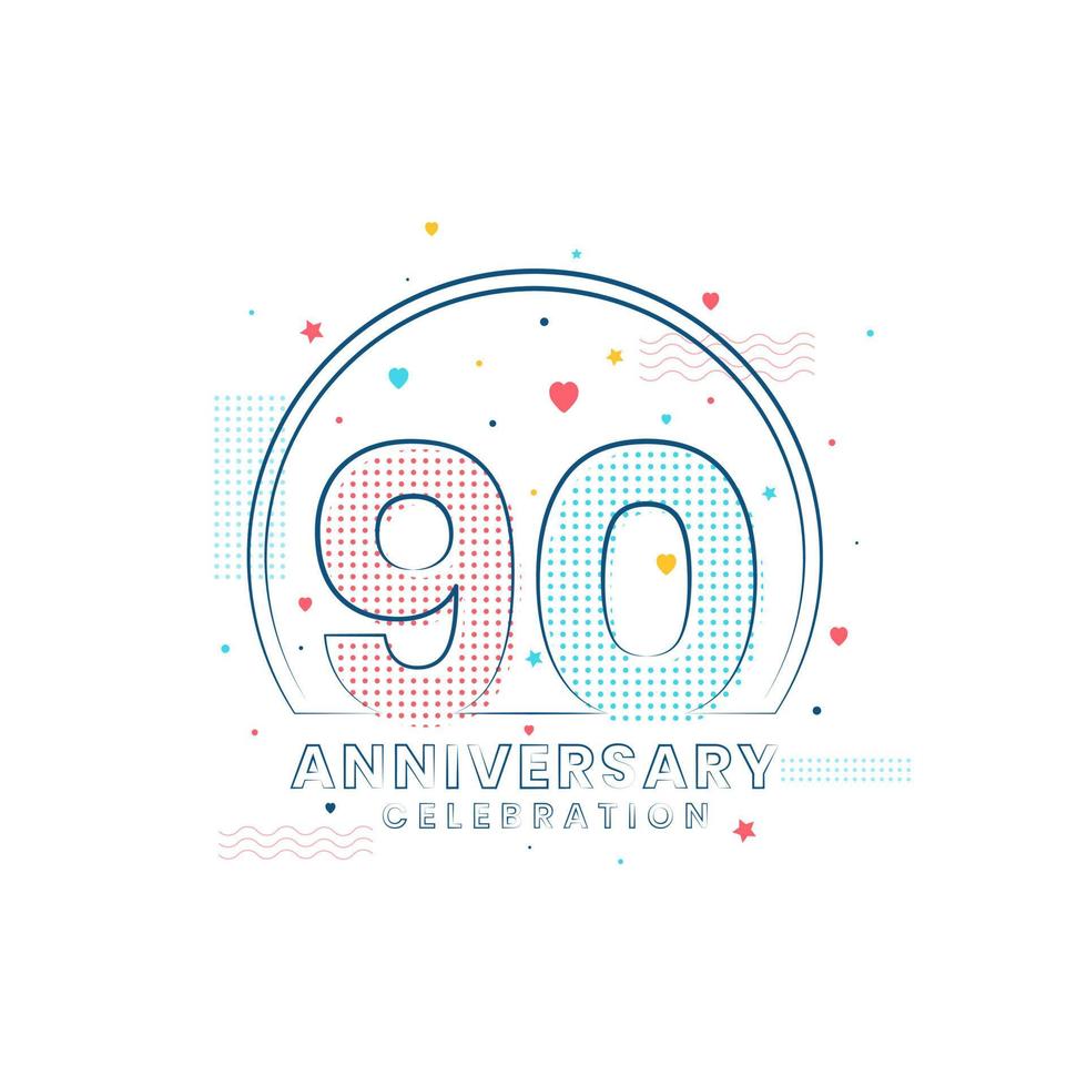 Célébration du 90e anniversaire, design moderne du 90e anniversaire vecteur