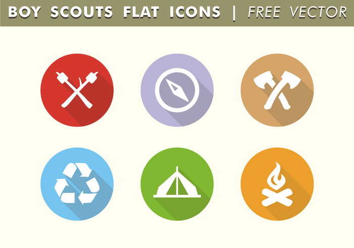 Boy Scouts, icônes plates, vecteur gratuit